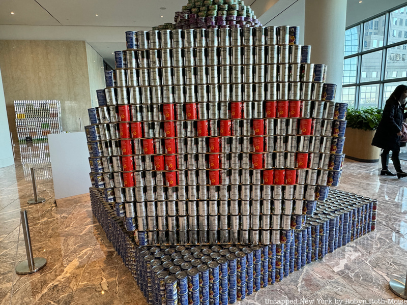 NYC canned food sculpture