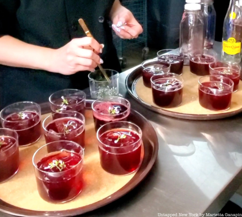 REd drinks arranged on a tray