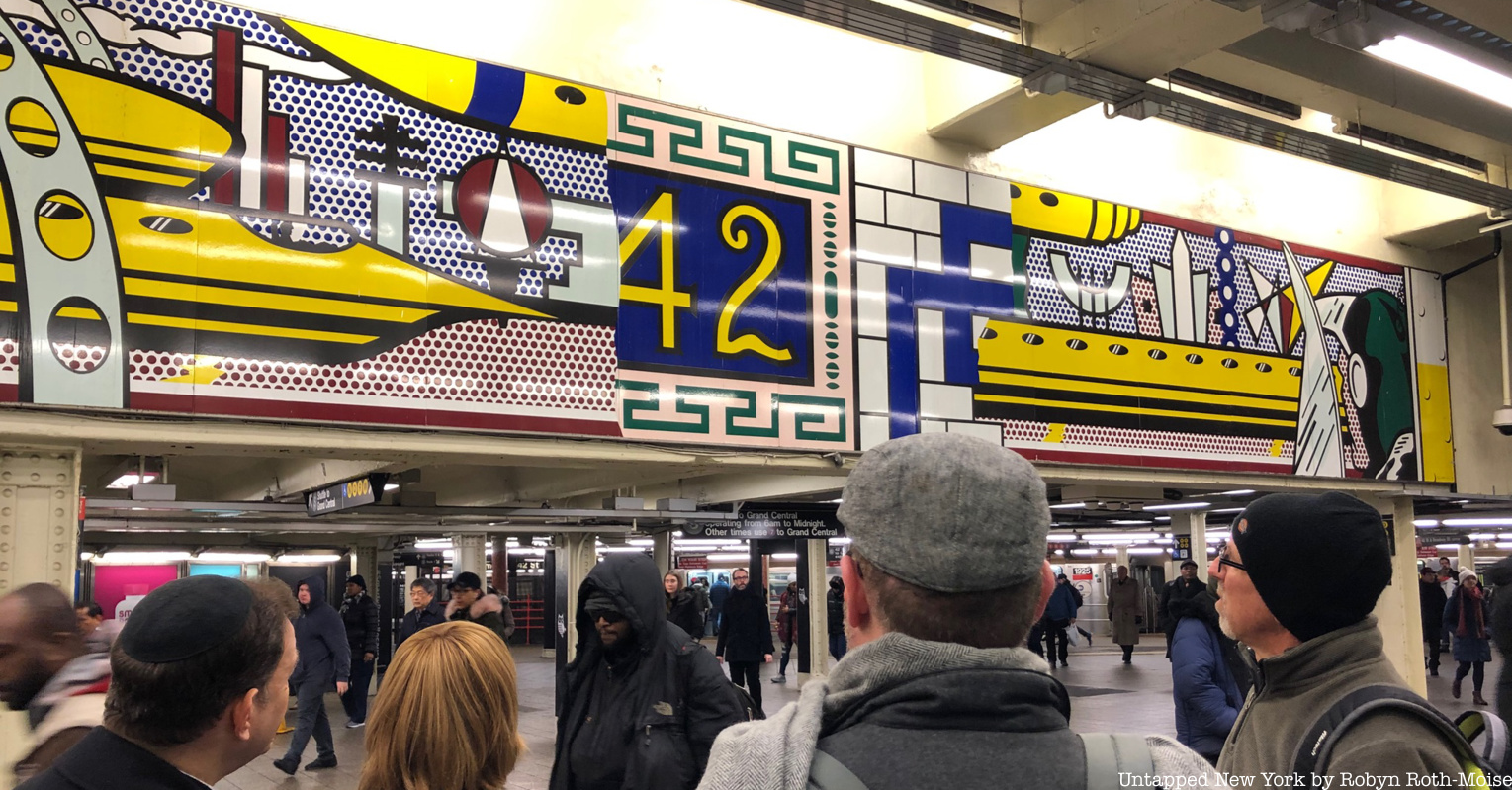 Roy Lichtenstein art tin the Times Square Subway