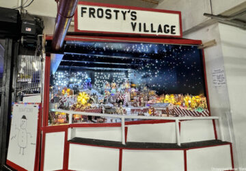 Frosty's Village holiday parking garage decoration