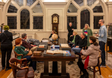 Insiders sit inside the Horological Society library