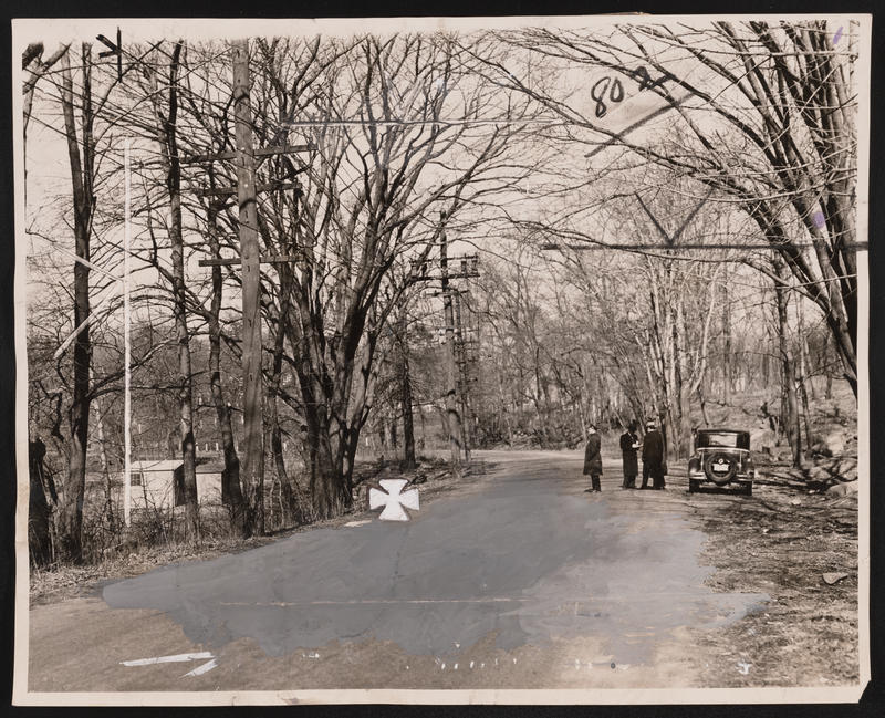 Spot where the body of Vivian Gordon was found, Mosholu Ave., Van Cordlandt Park, the Bronx, 1931. Photo from the Library of Congress.
