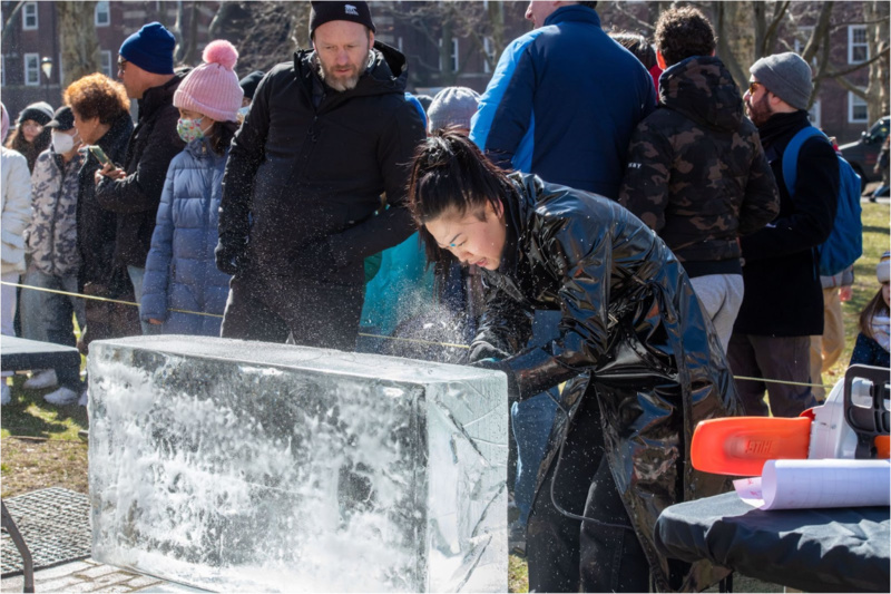 Ice sculpting on Governors Island