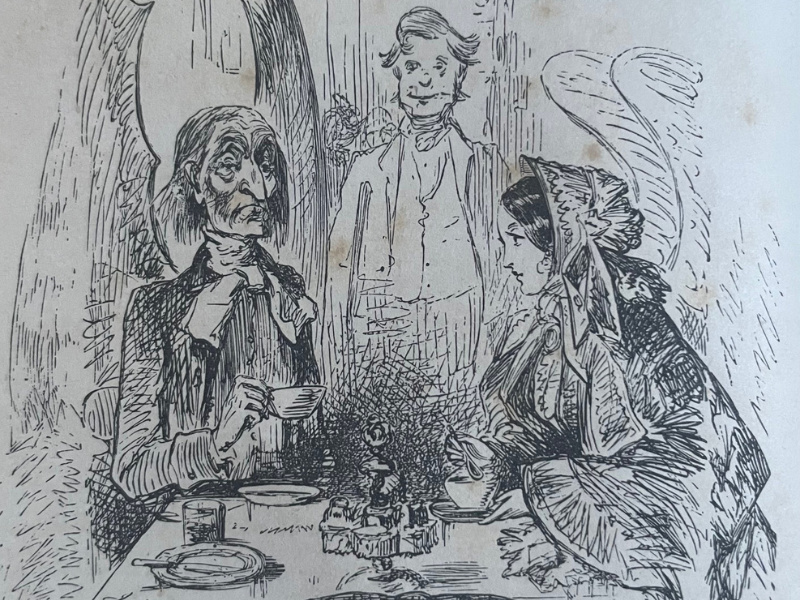 Sketch of people sitting at a table