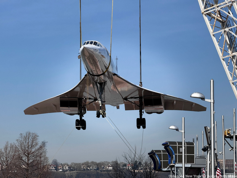 Concorde Jet hoisted by crane