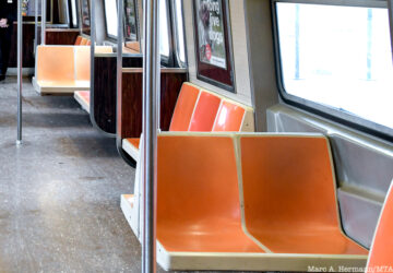 Orange subway seats