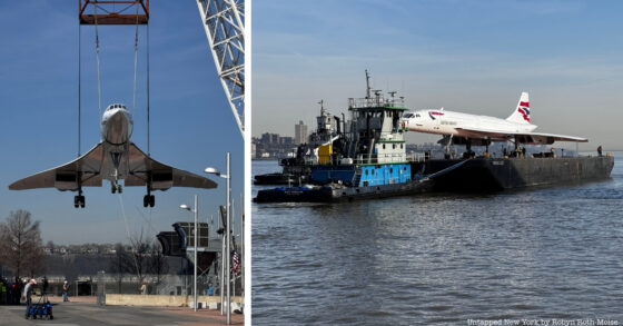  NYC’s Supersonic Concorde Jet Returns to the Intrepid via Hudson River Barge