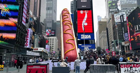 The World’s Largest Hot Dog Arrives in Times Square