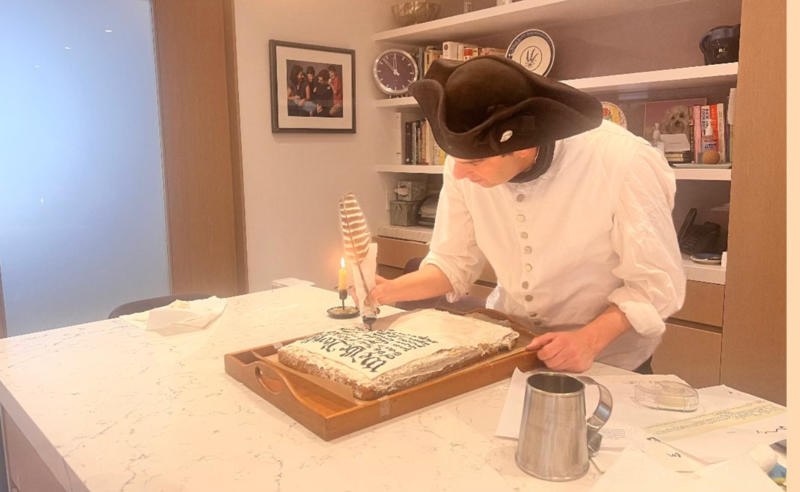 AJ Jacobs baking his election day cake