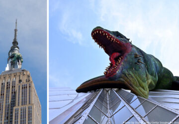 Giant inflatable dragon on the Empire State Building